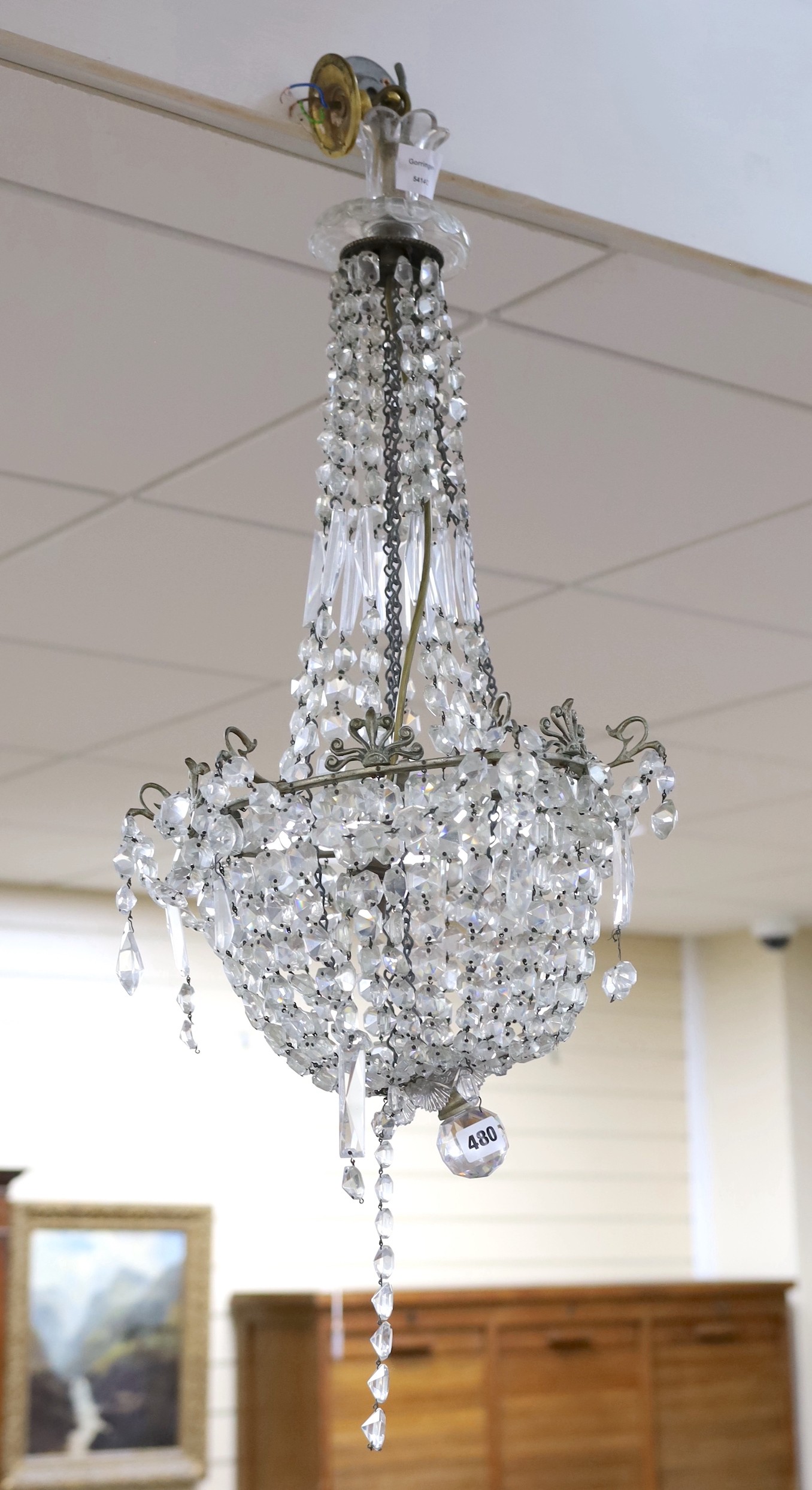 A bag chandelier, drop approx 75cm
